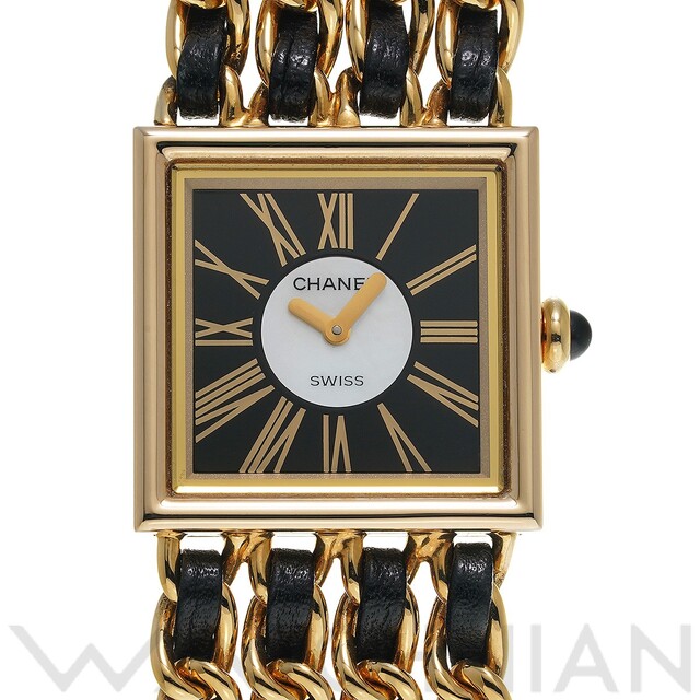 CHANEL - 中古 シャネル CHANEL H0006 ブラック /ホワイトシェル レディース 腕時計