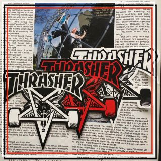 スラッシャー(THRASHER)のTHRASHERスラッシャーマガジンUS限定型抜きロゴアートアイコンステッカー(スケートボード)