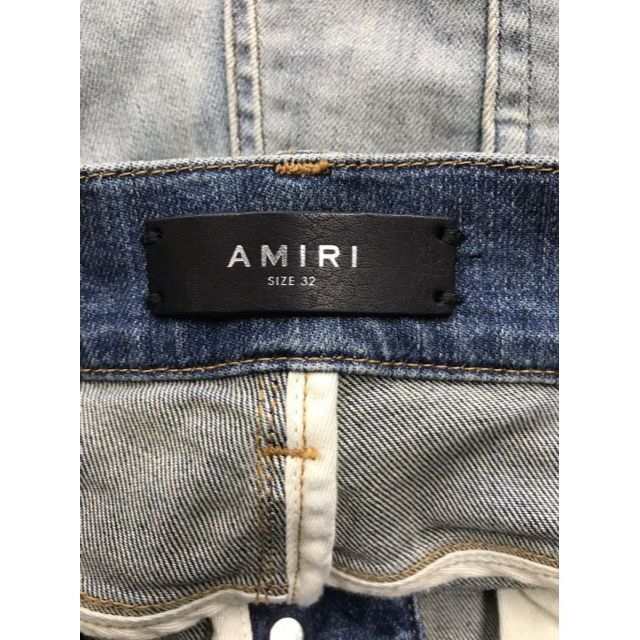 AMIRI アミリ☆MX2 レザー切替蛇腹ストレッチスキニーバイカーデニム