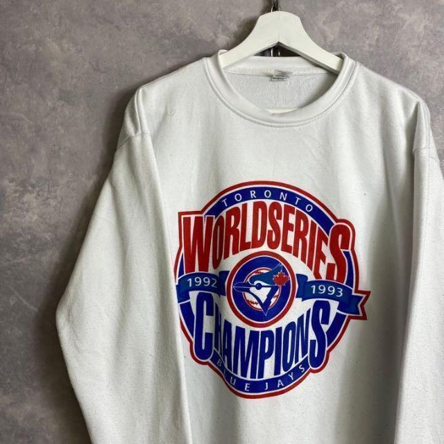 ビンテージカレッジスウェット 90s チームロゴ 白 ホワイト メンズのトップス(スウェット)の商品写真