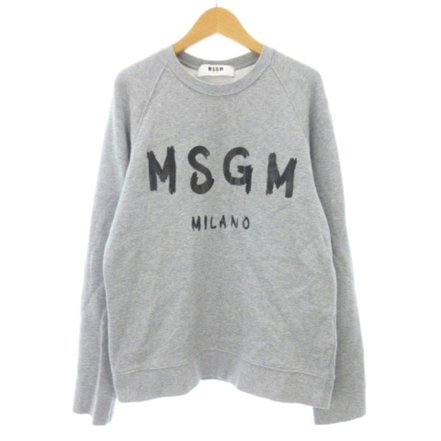 MSGM(エムエスジイエム)のMSGM ロゴスウェット トレーナー 長袖 クルーネック 裏起毛 グレー S メンズのトップス(スウェット)の商品写真