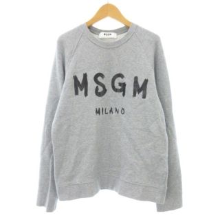 エムエスジイエム(MSGM)のMSGM ロゴスウェット トレーナー 長袖 クルーネック 裏起毛 グレー S(スウェット)