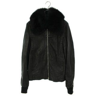 リックオウエンス(Rick Owens)のリックオウエンス 07AW RU5762 フォックスファー装飾ラムレザージップアップレザージャケット メンズ L(レザージャケット)