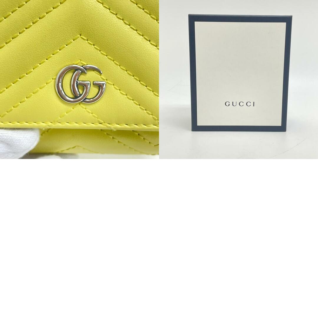 出産祝いなども豊富 Gucci イエロー 598629 GGマーモント 二つ折り財布