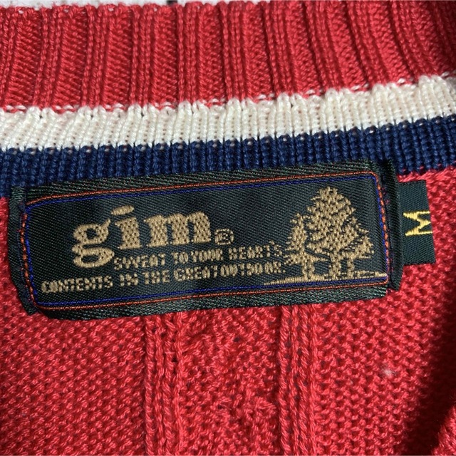 gim(ジム)の【3Dニット】古着 90's メンズ セーター 赤 Vネック レトロ ビンテージ メンズのトップス(ニット/セーター)の商品写真