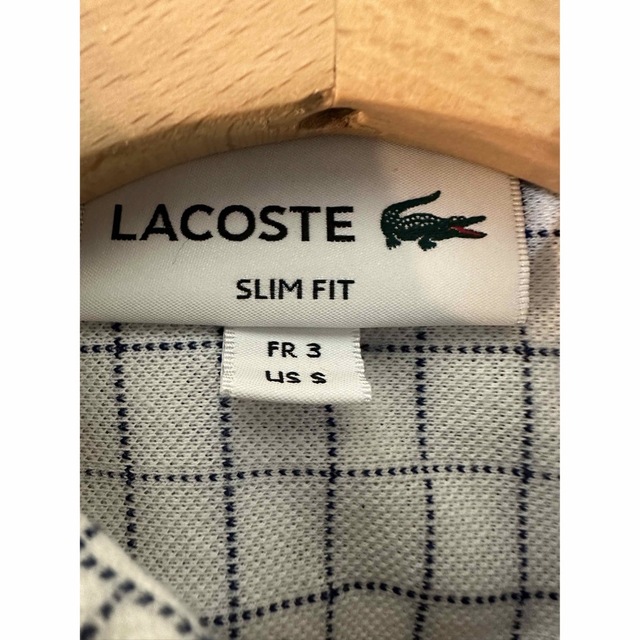 LACOSTE ラコステ　ボタンダウングラフチェックシャツ　白