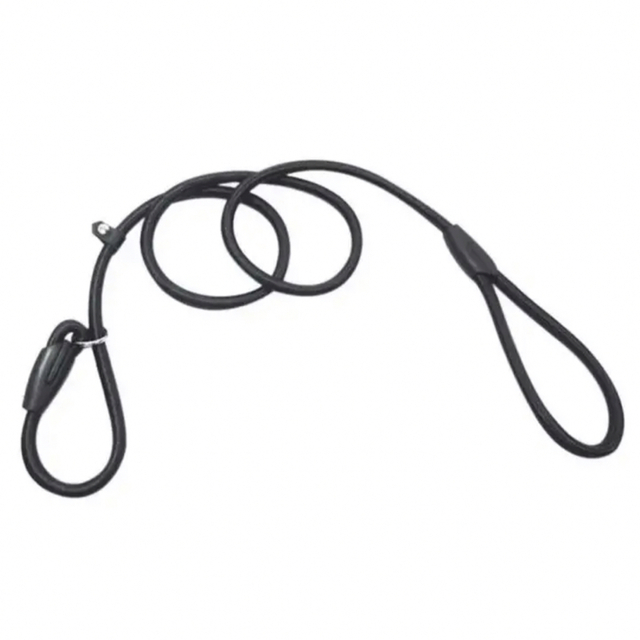 首輪一体型　 調節可能 1.3ｍ　リード　黒 ハンドメイドのペット(リード/首輪)の商品写真