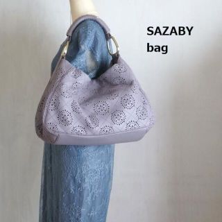 サザビー(SAZABY)のきれいカラー サザビー ハンドバッグ レザー パンチング パープル エートート(ハンドバッグ)