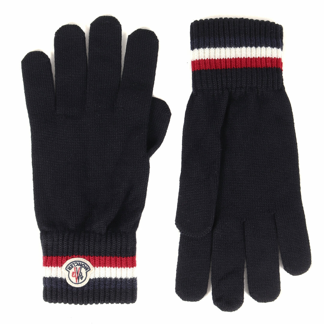 MONCLER モンクレール トリコロール ロゴ パッチ ニット グローブ