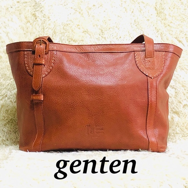 美品✨genten ゲンテン レザー カットワークトートバック 工具 ロゴ