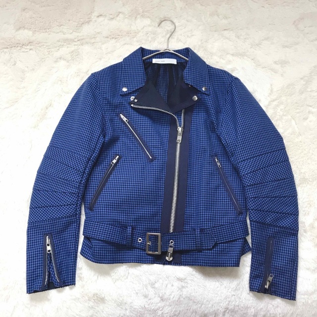 【美品】sacai luck サカイラック ライダースジャケット 千鳥柄 総柄