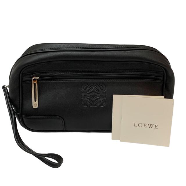 正規取扱店】 LOEWE ナッパレザーブラック セカンドバッグ ポーチ