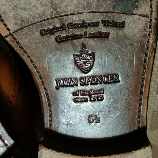 老舗イングランド革靴 John Spencer ウイングチップ グッドイヤー