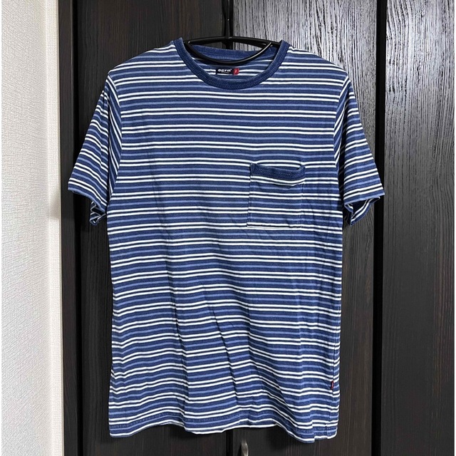 grn(ジーアールエヌ)のgrn ボーダー Tシャツ 半袖 ブルー ホワイト メンズのトップス(Tシャツ/カットソー(半袖/袖なし))の商品写真