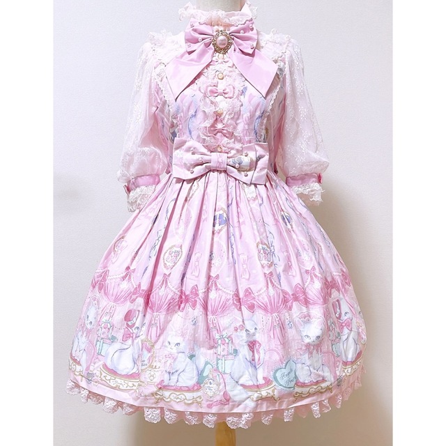 Angelic Pretty(アンジェリックプリティー)のDolly cat ワンピース　売り切り価格 レディースのワンピース(ひざ丈ワンピース)の商品写真