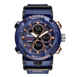 SMAEL 8038 スポーツウォッチ（ダークブルー）(腕時計(デジタル))