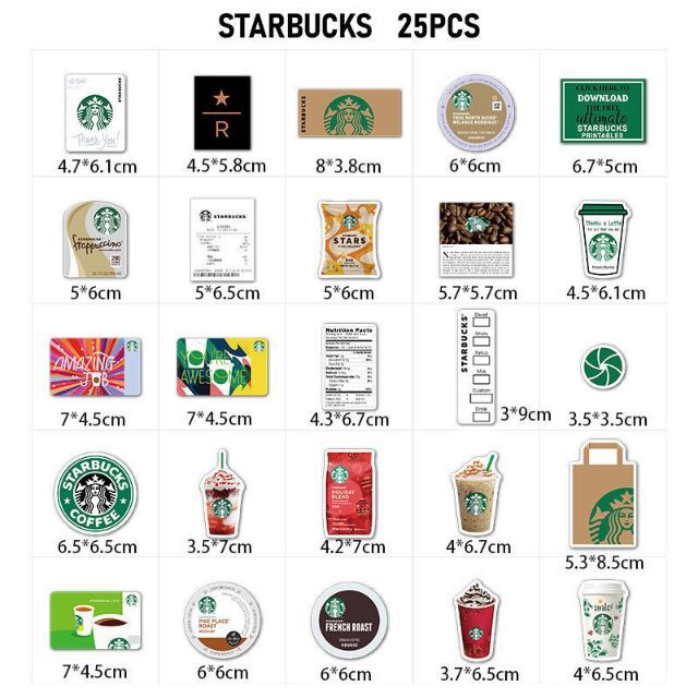 25枚・スターバックス スタバ 美味しいコーヒー ステッカーシール 防水ステッカー Starbucks フラペチーノ スタバ スターバックス