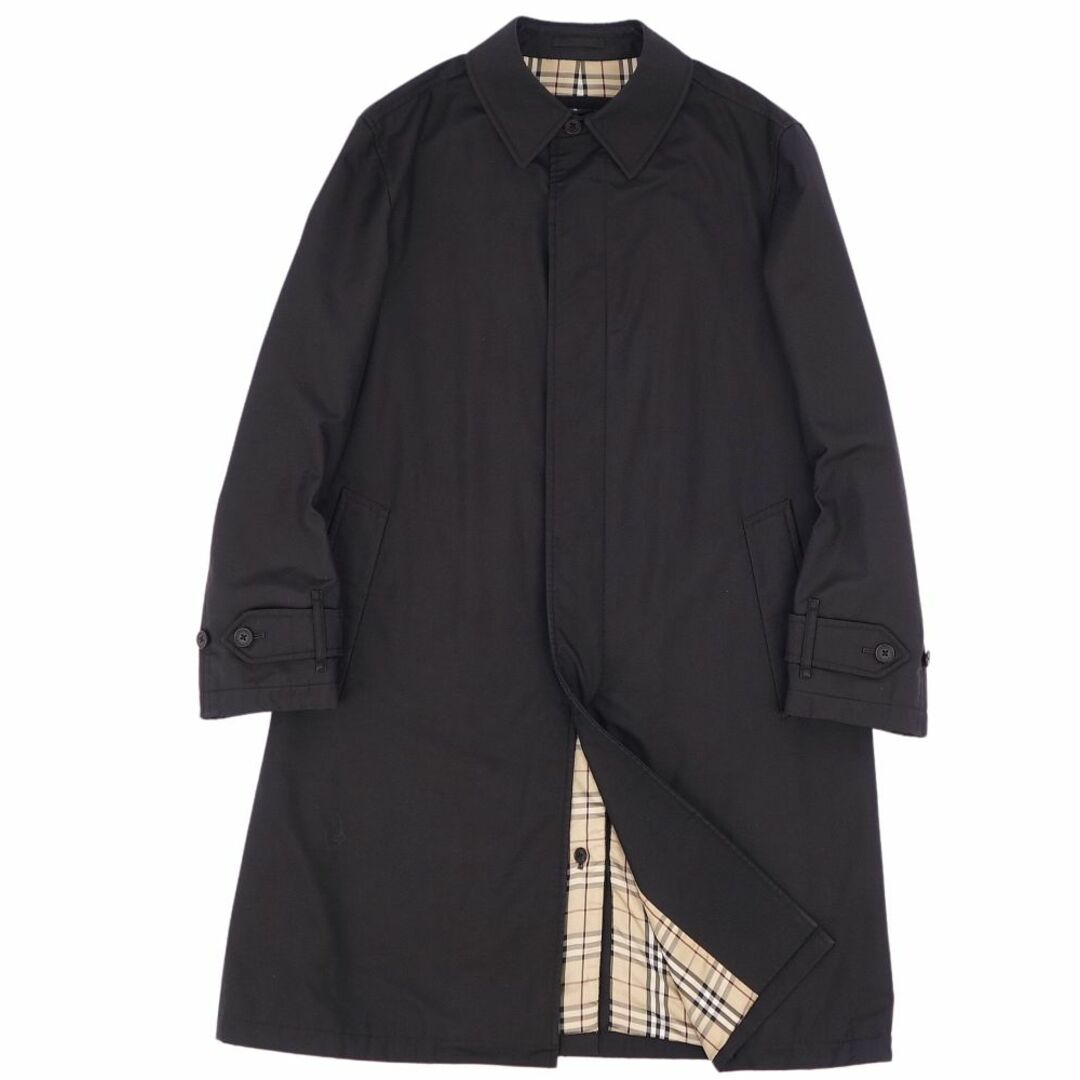 BURBERRY BLACK LABEL(バーバリーブラックレーベル)のバーバリー ブラックレーベル BURBERRY BLACK LABEL コート ステンカラーコート バルマカーンコート 裏チェック アウター メンズ L ブラック メンズのジャケット/アウター(ステンカラーコート)の商品写真