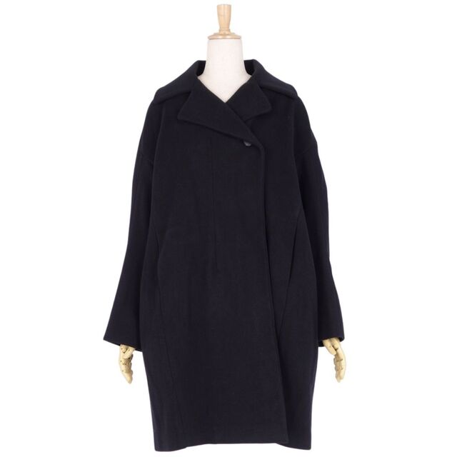 極美品 ジルサンダー JIL SANDER コート ロングコート ウール 無地 アウター レディース イタリア製 34(S相当) ダークネイビー