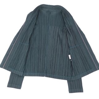 美品 プリーツプリーズ イッセイミヤケ PLEATS PLEASE セットアップ スーツ ジャケット スカート 無地 レディース 3(L相当)  ブルーグリーン