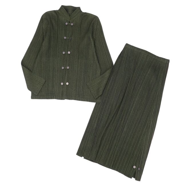 美品 プリーツプリーズ イッセイミヤケ PLEATS PLEASE セットアップ スーツ チャイナ ジャケット スカート 無地 レディース ジャケット:3 スカート:1 カーキ | フリマアプリ ラクマ 美品 プリーツプリーズ イッセイミヤケ PLEATS PLEASE セットアップ スーツ チャイナ ジャケット スカート 無地 レディース ジャケット:3 スカート:1 カーキ | フリマアプリ ラクマ