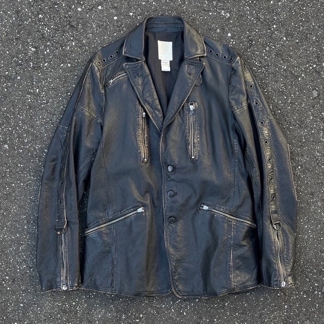 90s DIESEL Vintage加工レザーテーラードジャケット アーカイブ 新品未