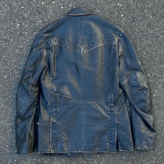 90s DIESEL Vintage加工レザーテーラードジャケット アーカイブ
