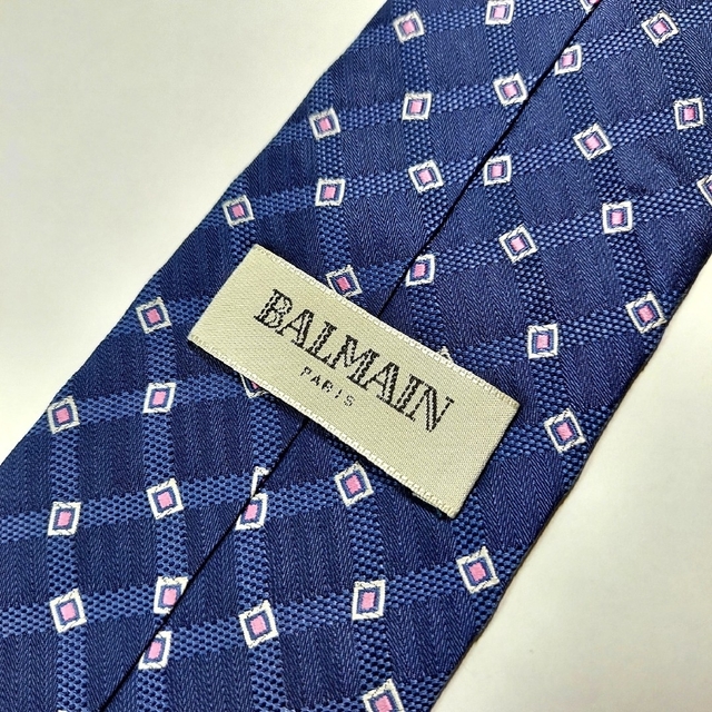 BALMAIN(バルマン)の289【BALMAIN】バルマン ネクタイ  青×白×桃×格子柄 メンズのファッション小物(ネクタイ)の商品写真