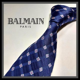 バルマン(BALMAIN)の289【BALMAIN】バルマン ネクタイ  青×白×桃×格子柄(ネクタイ)