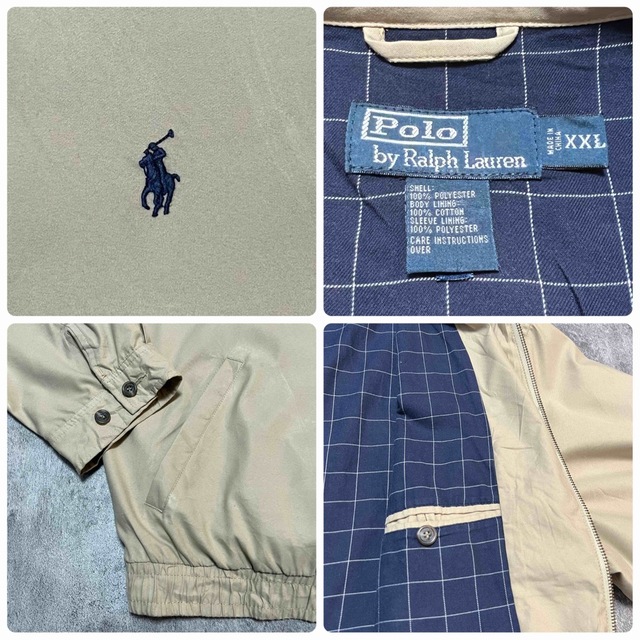 POLO RALPH LAUREN(ポロラルフローレン)のポロバイラルフローレン☆ワンポイント刺繍ロゴポリエステルスイングトップ　ベージュ メンズのジャケット/アウター(ブルゾン)の商品写真