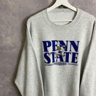 ビンテージカレッジスウェット 90s PENN ペンシルベニア グレー 青(スウェット)