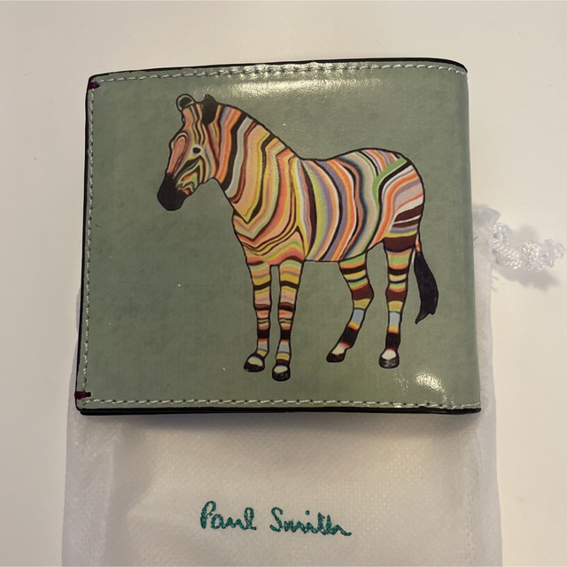 ポールスミス　PaulSmit二つ折り　財布　シマウマ　グリーン　レインボーファッション小物