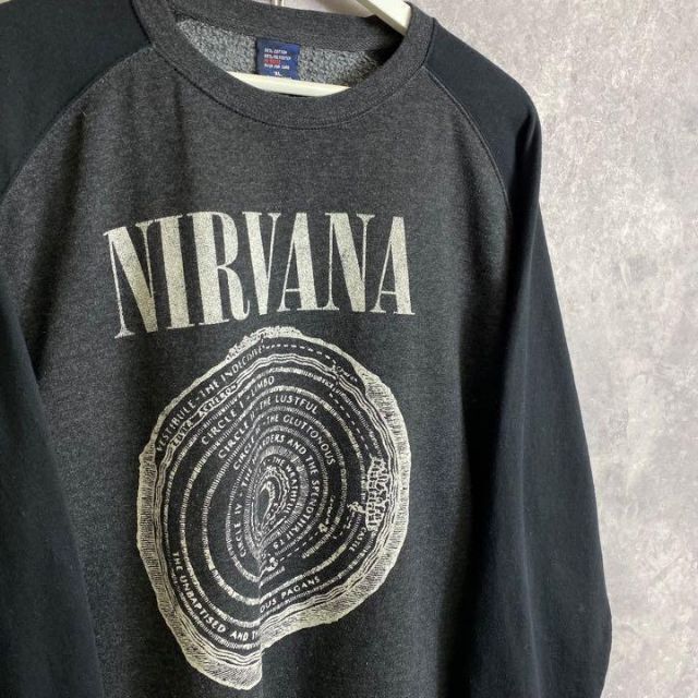 ニルヴァーナ Nirvana 90s ロゴスウェット 黒 年輪 バンT