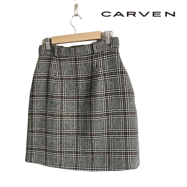 美品　CARVEN（カルヴェン）グレンチェックタイトミニスカート