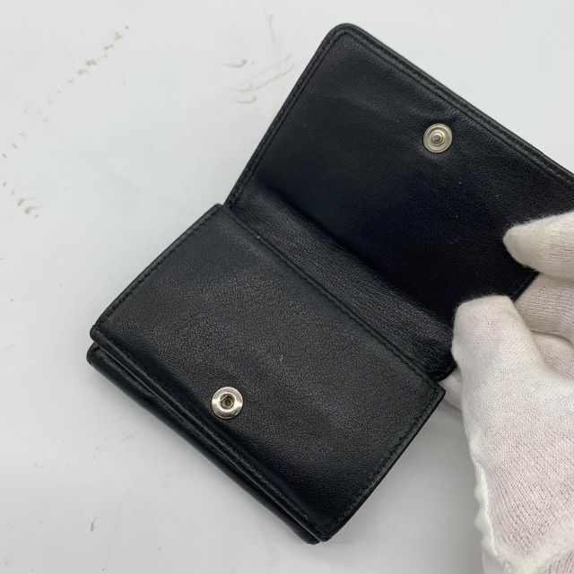 バレンシアガ 三つ折り財布 本革 ロゴ 黒 ブラック - 2