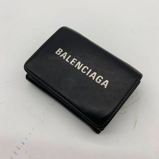 バレンシアガ(Balenciaga)のバレンシアガ 三つ折り財布 本革 ロゴ 黒 ブラック(折り財布)