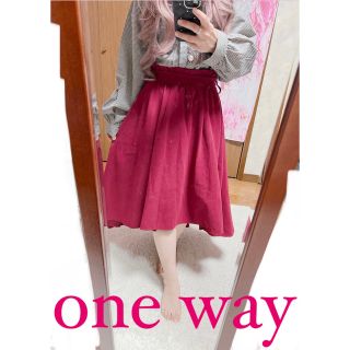 ワンウェイ(one*way)の5186.one way 前後アシンメトリー ゆるプリーツ スカート(ひざ丈スカート)