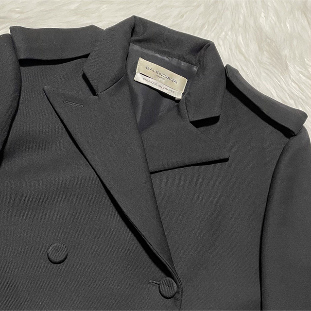 柔らかい 本物 バレンシアガ エポレット付 ショート丈 ダブル ジャケット 36 ブラック 通販 