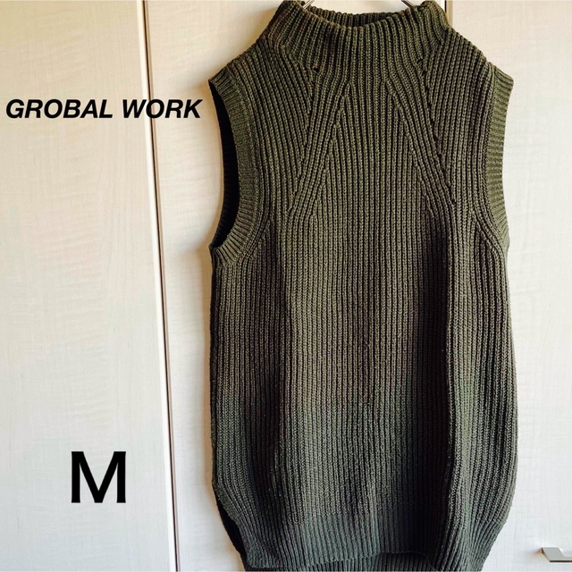 GLOBAL WORK(グローバルワーク)のグローバルワークス　GROBAL WORK ニットベスト　ベスト　カーキー レディースのトップス(ベスト/ジレ)の商品写真