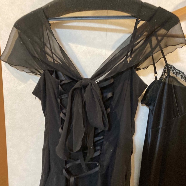結婚式お呼ばれドレス　ブラック　インナードレス付　サイズM レディースのフォーマル/ドレス(ミディアムドレス)の商品写真