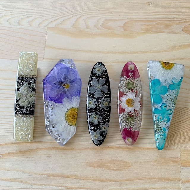 押し花 レジン ヘアクリップ セット おまとめ B品在庫整理 ヘアピンの通販 by syuwin ヘアクリップ レジン 押し花*b
