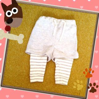 ボーダー重ね着風パンツ♡70cm(ロンパース)