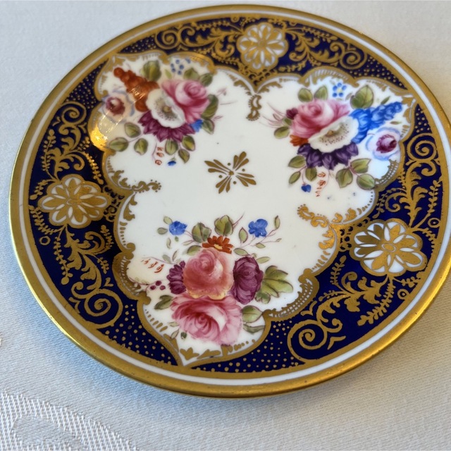 【イギリス　アンティーク】英国古窯　金彩　手描き　イギリスの薔薇　深皿　2枚