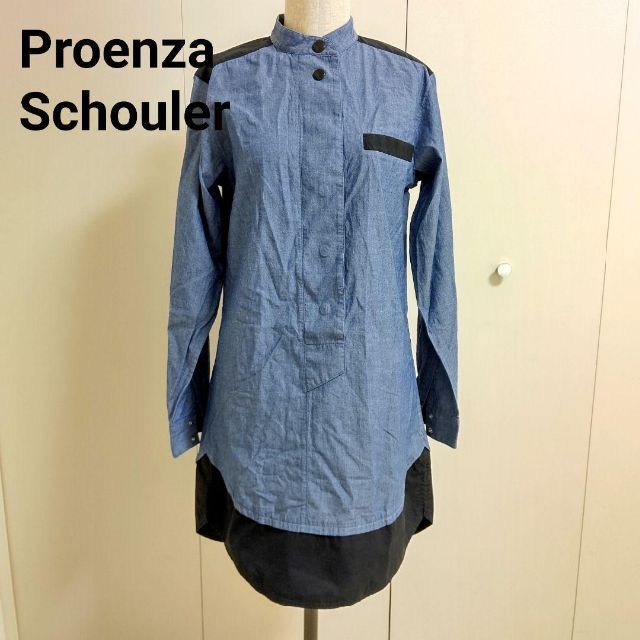 PROENZA SCHOULER ブラウス 0(XS位) 青系(総柄)