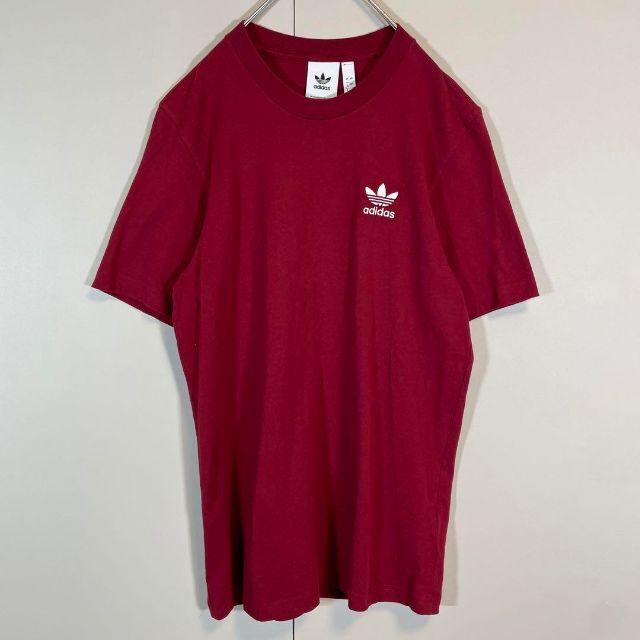 adidas(アディダス)の【人気ボルドー】adidas 半袖Tシャツ古着 ワンポイント刺繍 サイズL メンズのトップス(Tシャツ/カットソー(半袖/袖なし))の商品写真