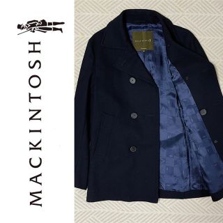 マッキントッシュ(MACKINTOSH)の美品　マッキントッシュ　ウール　ピーコート　LLサイズ　ネイビー　ツイード柄(ピーコート)