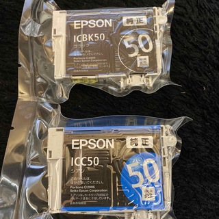 エプソン(EPSON)のEPSON純正インクカートリッジ『ICBK50ブラック、ICC50シアン』(PC周辺機器)