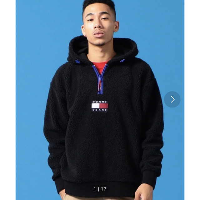 TOMMY JEANS(トミージーンズ)のTOMMY JEANS ジップアップパーカー ボアパーカー ブラック メンズのトップス(パーカー)の商品写真