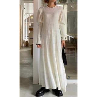 アメリヴィンテージ(Ameri VINTAGE)のアメリ☆ 2WAY PUFF SLEEVE PATTERN KNIT DRESS(ロングワンピース/マキシワンピース)