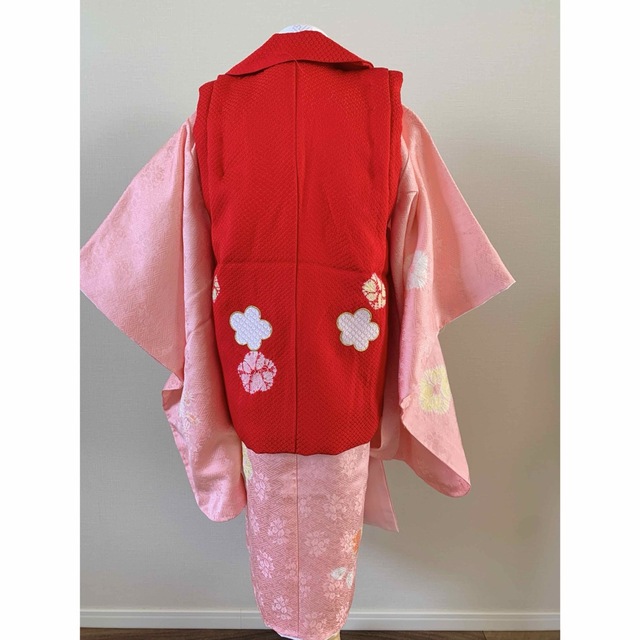 七五三に☆正絹綸子に梅の花の絞り ピンク色の3歳着物セット | www